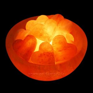 Fire Bowl Salt Lamp with Hearts