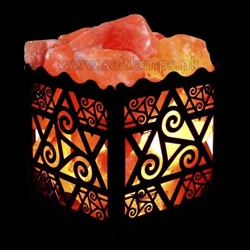 Metal Square Basket Salt Lamp